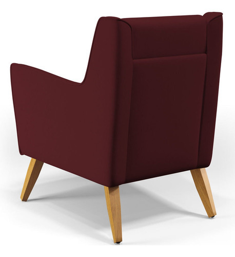 Poltrona Decorativa com Pés de Madeira Taroba D02 Veludo Marsala C-278