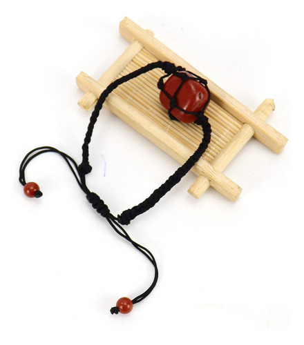 Pulsera De Hilo De Jade Negro Hecha A Mano