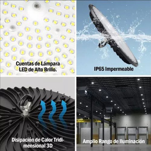 Campana Lampara Led Industrial Tipo Ufo 200w 288 Leds Techo