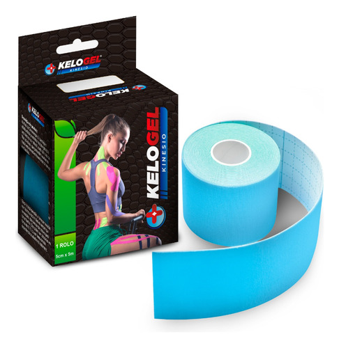 Bandagem Elástica Adesiva Fisioterapia Muscular Kelogel 5un Cor Azul-claro