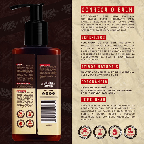 Kit Produtos Shampoo Balm Oleo Cheiroso Pente Barba De Macho