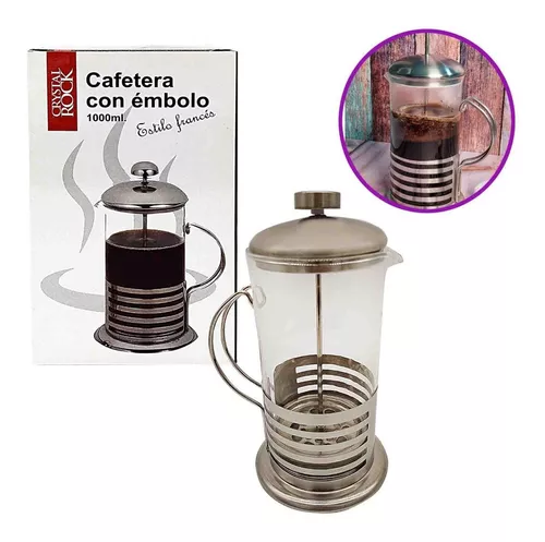 Cafetera Embolo Prensa Francesa 1000 Ml Acero Vidrio 10687 Color Plata