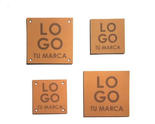 100 Etiquetas Ecocuero 3x3cm Marron C Corte/grabado Laser