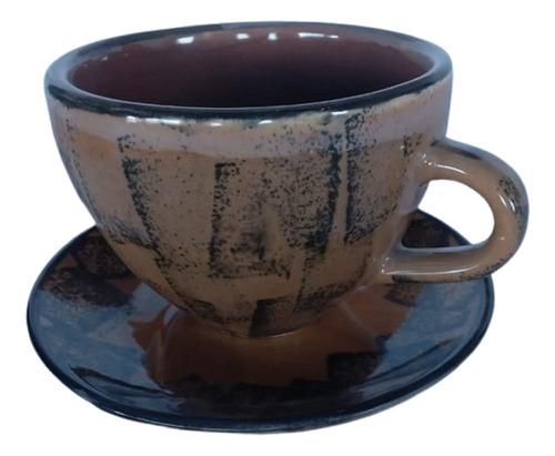 Taza De Porcelana Con Plato Decorado Artesanal 6 Sets