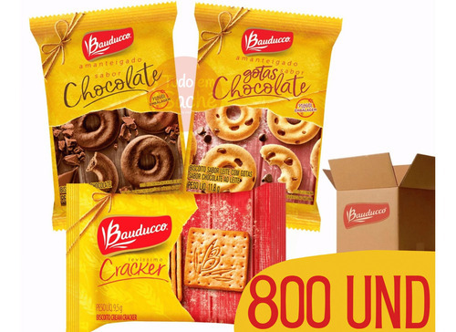 Biscoito Bauducco Sache Chocolate Cream Cracker Gotas 800 Un