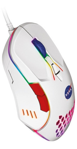 Mouse Alámbrico Gamer Luz Rgb De Nasa Hasta 6000 Dpis Ba Color Blanco