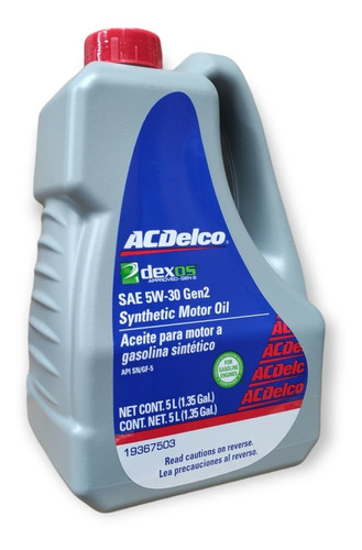 Aceite Acdelco 5w30 Sintetico 5w30 Dexos2 5l