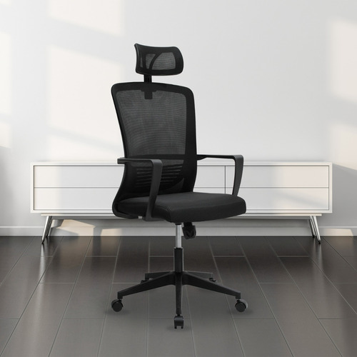Silla Ejecutiva Mundo In 249a Respaldo Tipo Mesh Cabecera Color Negro