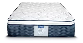 Colchón Queen de resortes Restonic Maverick blanco y azul - 150cm x 190cm x 25cm con pillow top