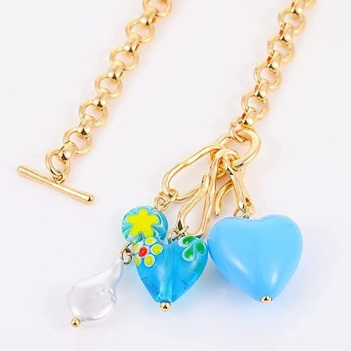 Collar Con Colgante De Corazón De Acrílico Colorido