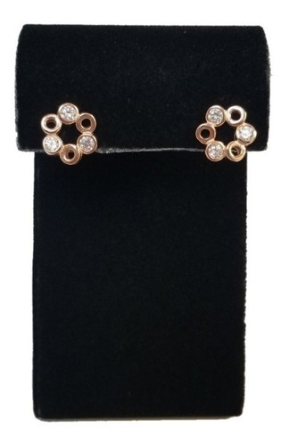 Aretes Mujer Circular Cristales Plata Enchapada Oro Rosa 18k