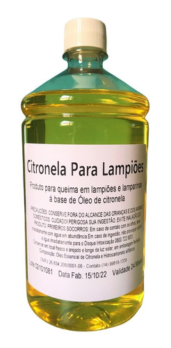 Óleo De Citronela 1l Repelente Tochas Lampiões Lamparinas