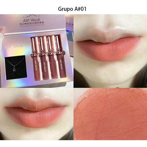 4 piezas labial mate YOOTY labial Satinados Labial en Barra de Alta Duración 24hs Labial Indeleble Vistoso labial gloss brillo labial Intensos labiales mate Sorprendente gloses labiales color Rojo