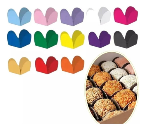 100 Forminhas Para Doces 4 Pétalas Brigadeiros Enfeite Festa Cor Roxo