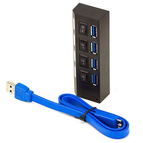 Hub Usb 3.0 - 4 Portas Chaveadas Com On/off - Kit Com 5