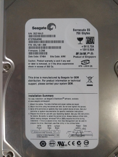 Disco Duro Seagate 750 Gb (dañado)