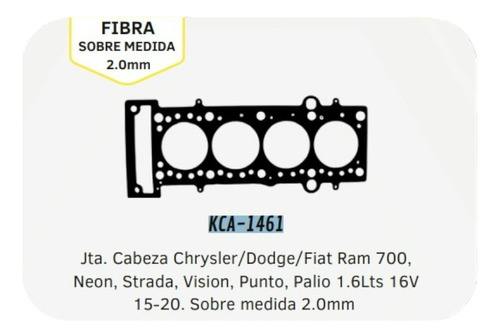 Junta Cabeza Para Mini Cooper 1.6 Sohc W10b16 02-08 Kca-1461
