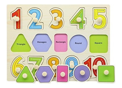 Motrent Wooden Jigsaw Peg Puzzle Board Numero De Juguete Edu