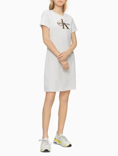 Vestido Calvin Klein Monogram Logo T-shirt Dress White/gold