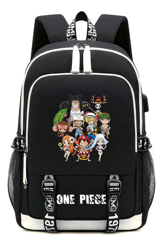 M Anime One Piece Luffy Black Shoulder Bag Backpack With Usb For Elementary School Girls Boys Kawaii Cool Cartoon MĂșltiples Opciones Disponibles