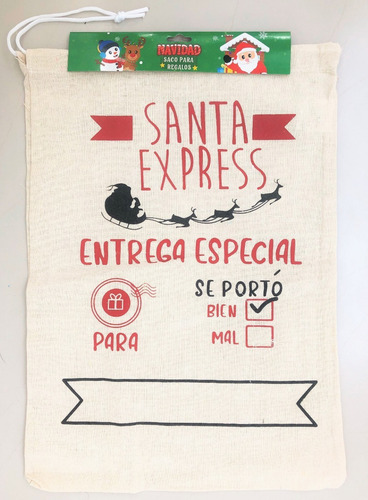 Imagen 1 de 1 de Saco De Navidad De Lienzo -- Entrega Especial Santa Express