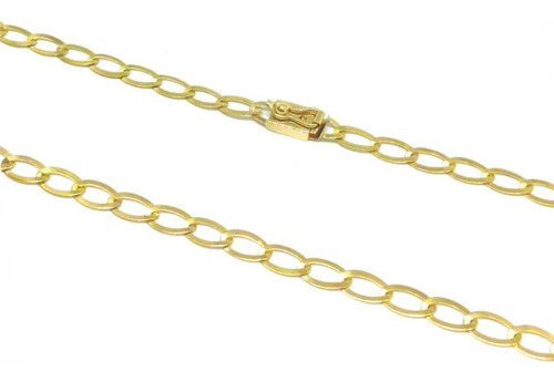 Corrente Laminada Ouro 18k Maciça 7 Gramas E Pingente 1,5g