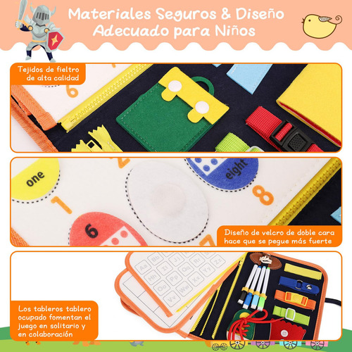 .r0x Libro Sensorial, Tablero Montessori Ocupado, Juguetes /