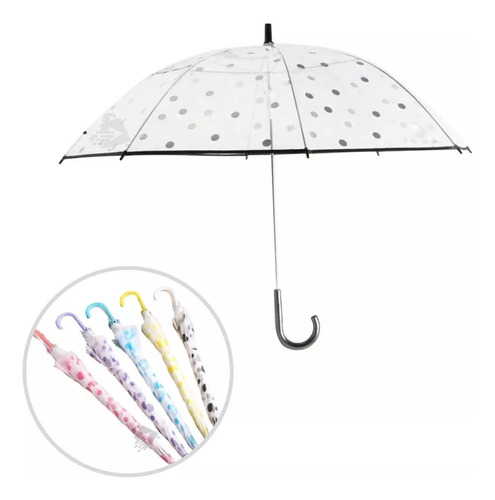 20 Paraguas Transparentes Sombrillas De Colores Con Lunares
