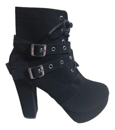 Imagem 5 de 5 de Bota Coturno Feminina Plataforma Salto Alto Tira Fivela + Nf
