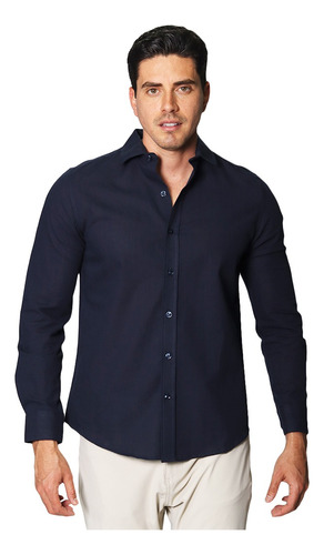 Camisas Hombre Tipo Lino Casuales Moda Slim Fit 