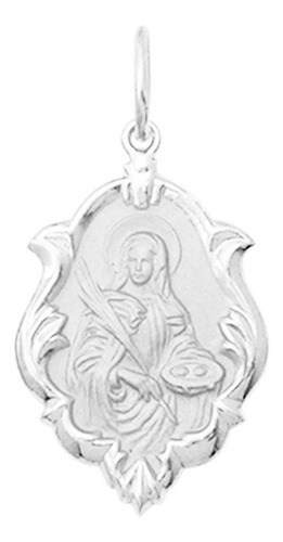 Medalha Prata De Lei 925 2cm Ornato Santa Luzia