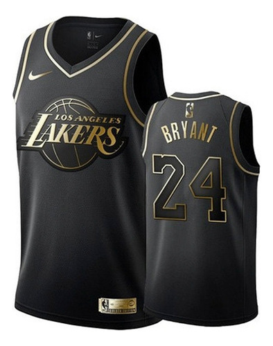 Los Angeles Lakers 24# Camiseta Kobe Bryant Oro Negro