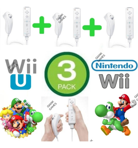 Wiimote + Nunchuk Originales Party Pack Para 3 Jugadores Wii (Usado)
