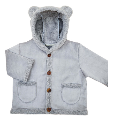 Tapado Osito Mini Anima Invierno Abrigo Bebe Kids Gris