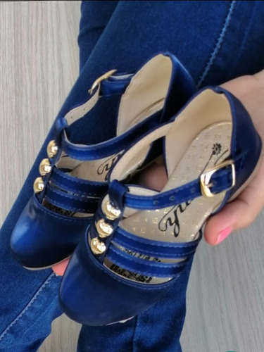 Sandalia Para Niña Color Azul De Corbata Unicas Tallas 