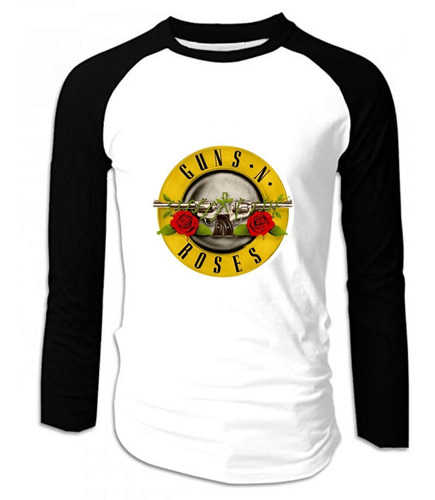 Camiseta Guns N' Roses  Manga Larga Camibuso Ranglan Rock