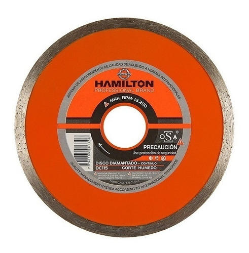 Disco Continuo Diamantado 115mm Hamilton Dc115 4,5''