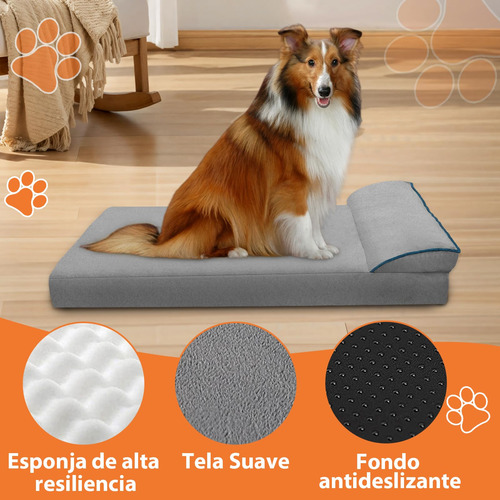 Cama Para Perros Grande Lavable Memory Foam 100x60 Cm