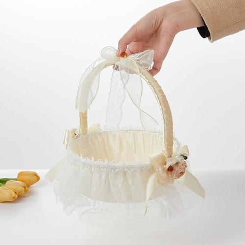 Cesta De Flores Para Boda, Cesta Para Niña De , Ligera, Con