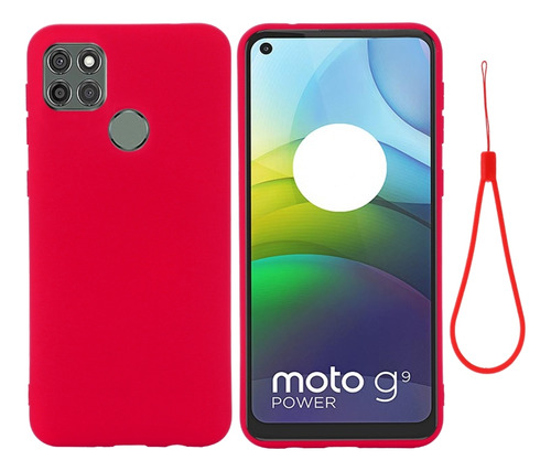 Funda De Silicona Líquida Roja Para Motorola Moto G9 Power