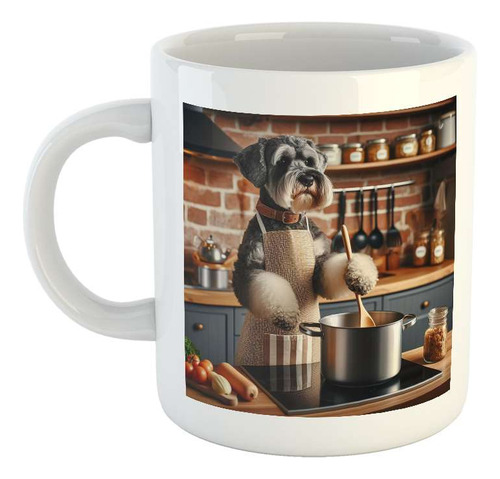 Taza Ceramica Schnauzer Perro Cocinando Cocina Comida