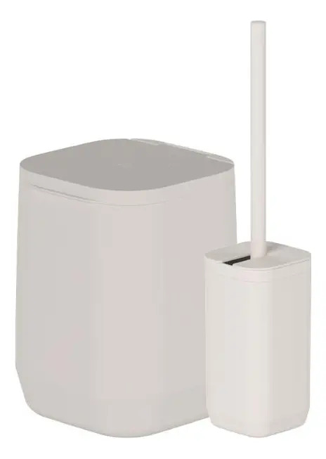 Kit De Banheiro Lixeira De ‌Parede/piso Ou 2 Peças Linha Aura Cor Bege