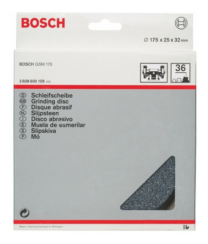Piedra Grano 36 -gsm 175- Para Esmeril De Banco Bosch