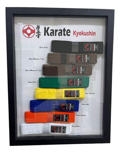 Faixa Karate Kyokushin Miniatura Quadro C/vidro C/8 Unidades