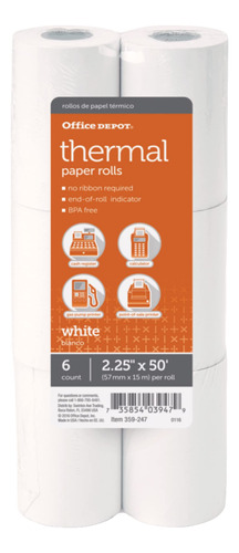 Office Depot Rollos De Papel Trmico De Marca, 2 1/4 Pulgadas