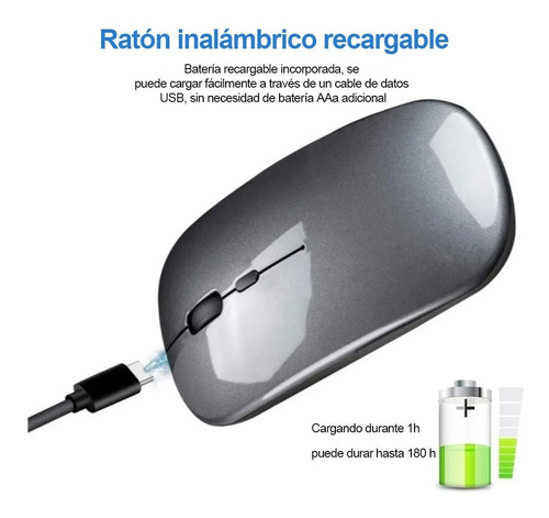 Imagen 6 de 7 de Ratón Usb Inalámbrico Ultrafino, Silencioso Y Recargable
