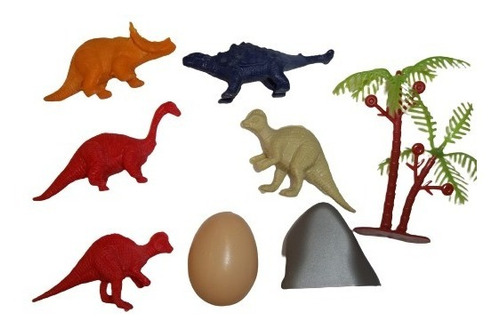 Set Kit Juego Mini Dinosaurios Plasticos En Bolsa 8 Piezas