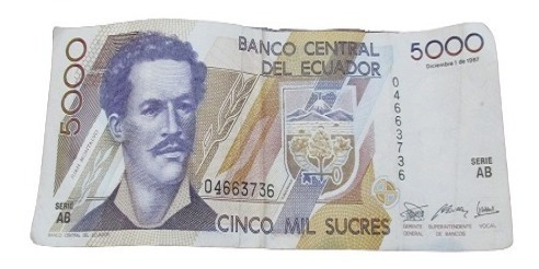 Ecuador Billete 5000 Sucres Año 1987