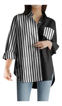 Comprar Blusas De Manga Larga De Satén Con Cuello En V Y Rayas Para