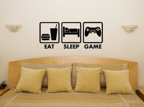 Vinilo Decorativo Gamer Comer Dormir Jugar Eat Sleep Game 